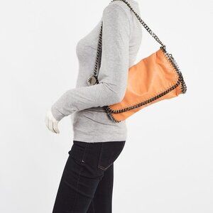 Stella McCartney Orange Shaggy Deer Faux Leather Falabella Flap Shoulder Bag